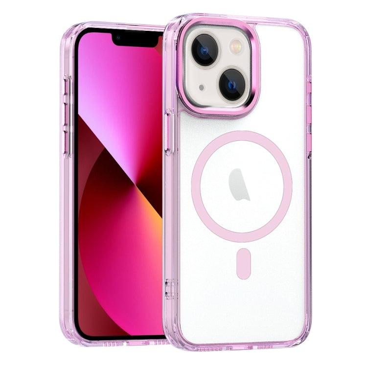 For iPhone 13 MagSafe Magnetic Clear Phone Case(Pink) - iPhone 13 Cases by buy2fix | Online Shopping UK | buy2fix