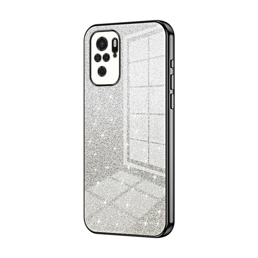 For Xiaomi Redmi Note 10/Note 10S Gradient Glitter Powder Electroplated Phone Case(Black) - Xiaomi Cases by buy2fix | Online Shopping UK | buy2fix