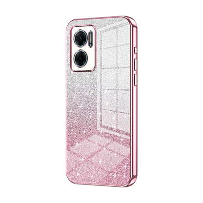 For Xiaomi Redmi Note 11E / Redmi 10 5G Gradient Glitter Powder Electroplated Phone Case(Pink) - Xiaomi Cases by buy2fix | Online Shopping UK | buy2fix