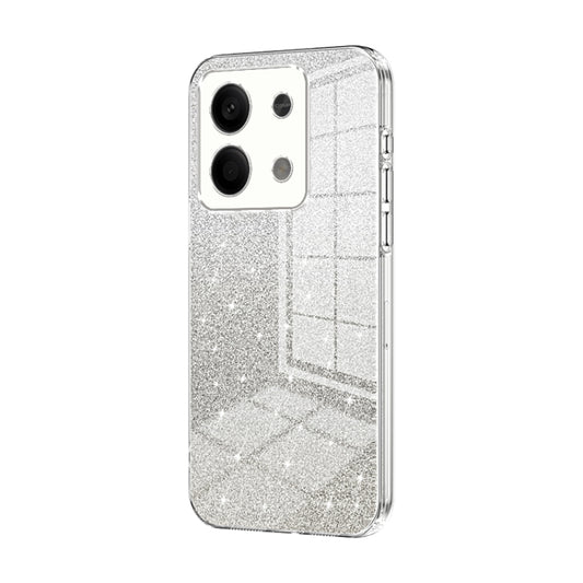 For Xiaomi Redmi Note 13 5G Gradient Glitter Powder Electroplated Phone Case(Transparent) - Note 13 Cases by buy2fix | Online Shopping UK | buy2fix