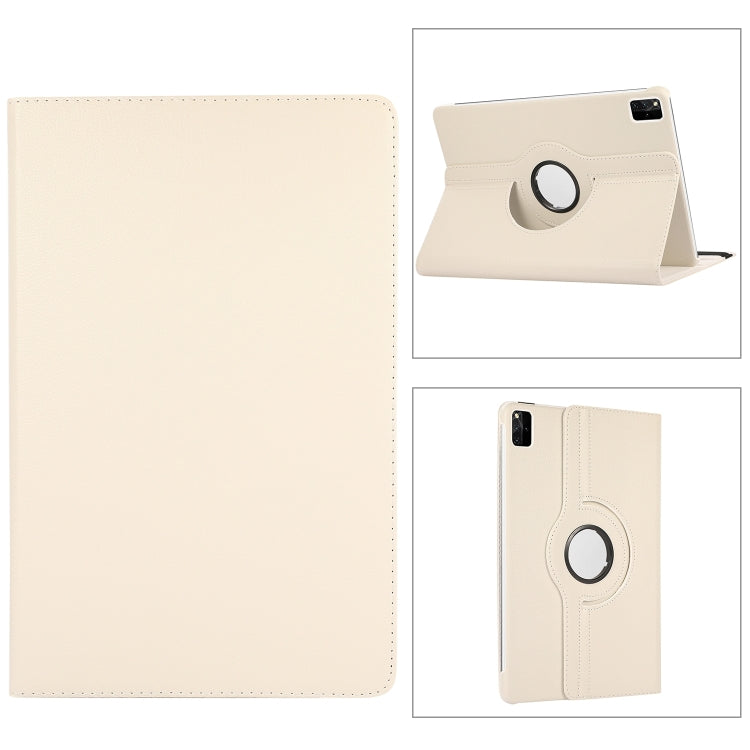 For Lenovo Tab M11 / Xiaoxin Pad 11 2024 360 Degree Rotation Litchi Texture Leather Tablet Case(White) - Lenovo by buy2fix | Online Shopping UK | buy2fix