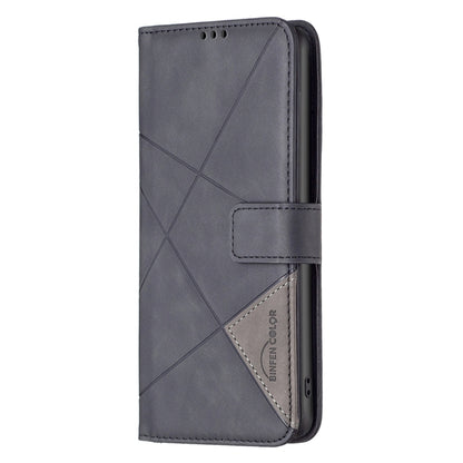 For OnePlus 13 BF05 Magnetic Buckle Rhombus Texture Leather Phone Case(Black) - OnePlus Cases by buy2fix | Online Shopping UK | buy2fix