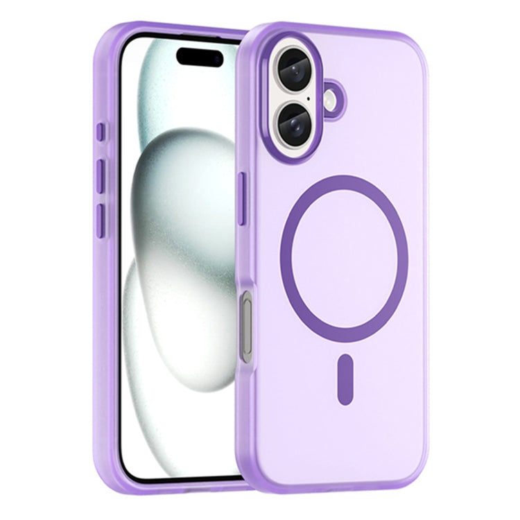 For iPhone 16 MagSafe Frosted Translucent TPU + PC Full Coverage Phone Case(Dark Purple) - iPhone 16 Cases by buy2fix | Online Shopping UK | buy2fix