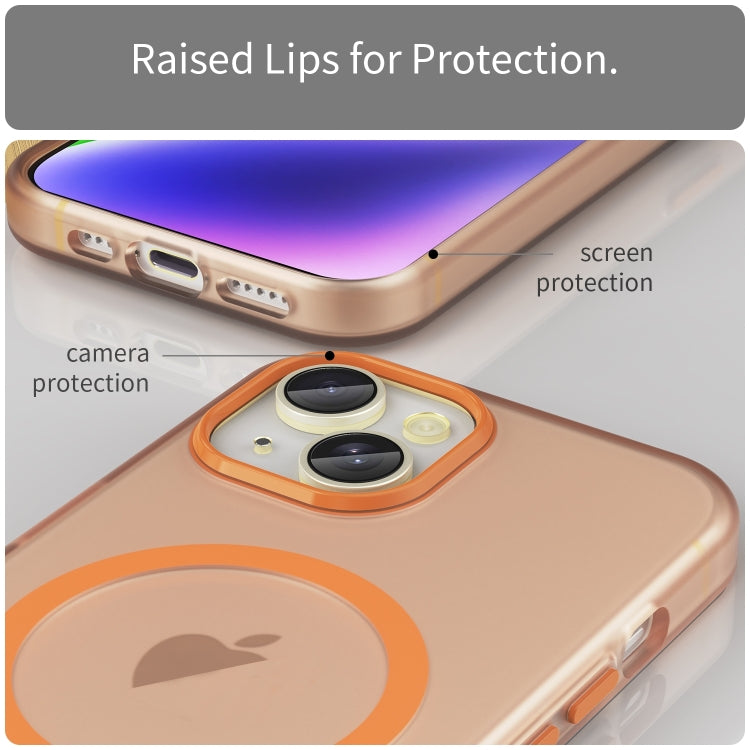 For iPhone 16 MagSafe Frosted Translucent TPU + PC Full Coverage Phone Case(Orange) - iPhone 16 Cases by buy2fix | Online Shopping UK | buy2fix