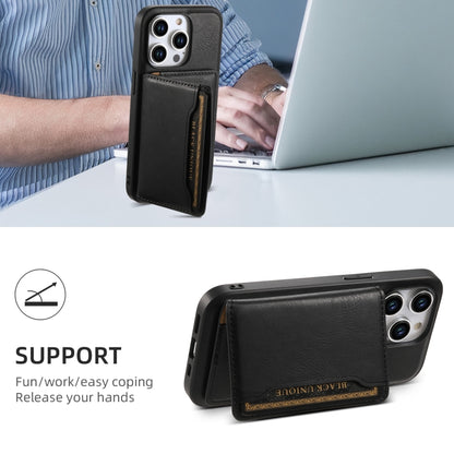 For iPhone 15 Plus Denior Cowhide Texture Leather MagSafe Detachable Wallet Phone Case(Black) - iPhone 15 Plus Cases by Denior | Online Shopping UK | buy2fix