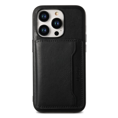 For iPhone 14 Denior Cowhide Texture Leather MagSafe Detachable Wallet Phone Case(Black) - iPhone 14 Cases by Denior | Online Shopping UK | buy2fix