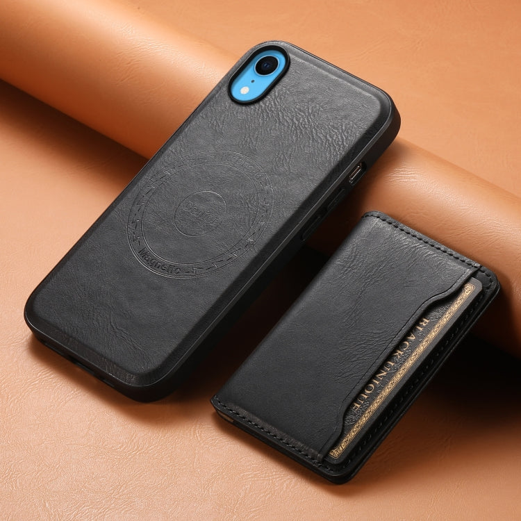 For iPhone XR Denior Cowhide Texture Leather MagSafe Detachable Wallet Phone Case(Black) - More iPhone Cases by Denior | Online Shopping UK | buy2fix