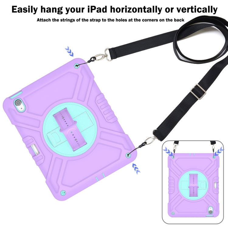 For iPad Air 11 2024 X Rotation PC Hybrid Silicone Tablet Case with Strap(Purple Cyan) - iPad Air 11 2024 Cases by buy2fix | Online Shopping UK | buy2fix