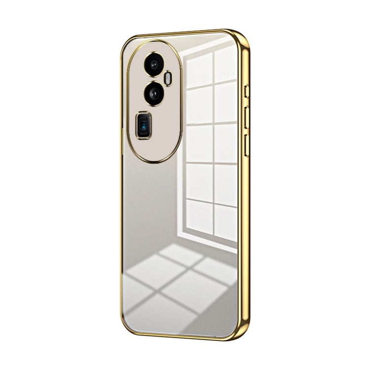 For OPPO Reno10 Pro+ Transparent Plating Fine Hole Phone Case(Gold) - OPPO Cases by buy2fix | Online Shopping UK | buy2fix
