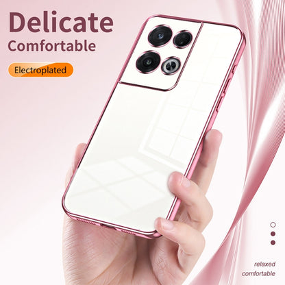 For OPPO Reno8 Pro Transparent Plating Fine Hole Phone Case(Silver) - OPPO Cases by buy2fix | Online Shopping UK | buy2fix