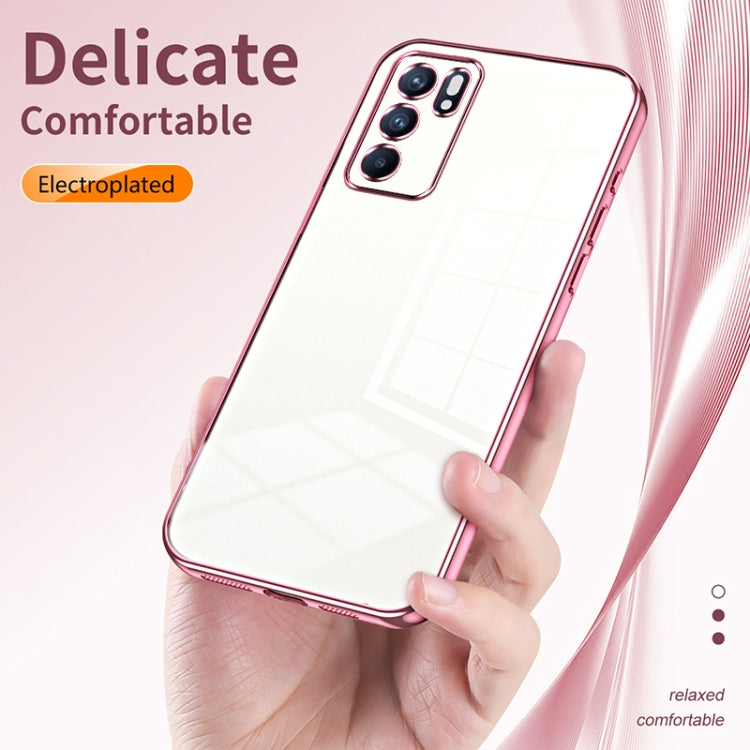 For OPPO Reno6 Indian / Malay Transparent Plating Fine Hole Phone Case(Purple) - OPPO Cases by buy2fix | Online Shopping UK | buy2fix