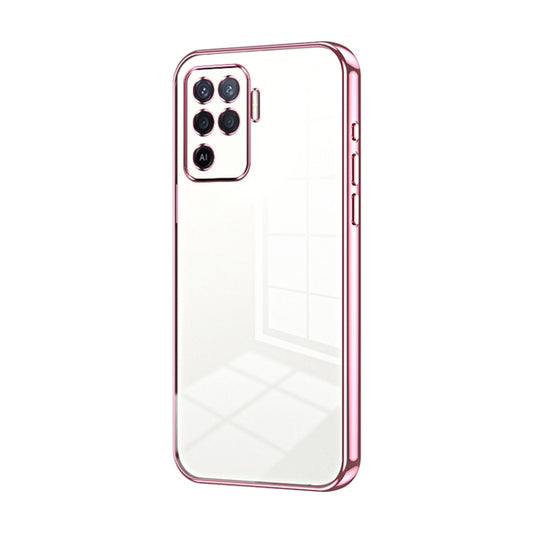 For OPPO A94 4G Transparent Plating Fine Hole Phone Case(Pink) - OPPO Cases by buy2fix | Online Shopping UK | buy2fix