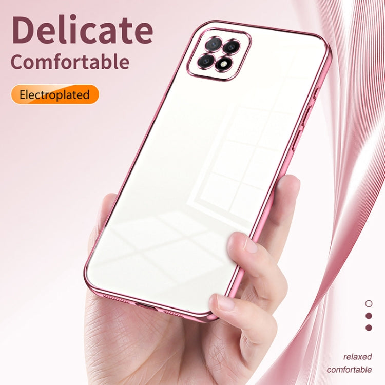 For OPPO A72 5G / A73 5G Transparent Plating Fine Hole Phone Case(Pink) - OPPO Cases by buy2fix | Online Shopping UK | buy2fix