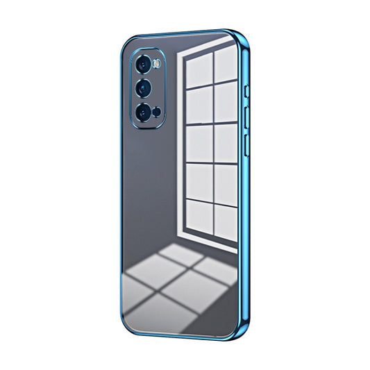 For OPPO Reno4 Pro Transparent Plating Fine Hole Phone Case(Blue) - OPPO Cases by buy2fix | Online Shopping UK | buy2fix