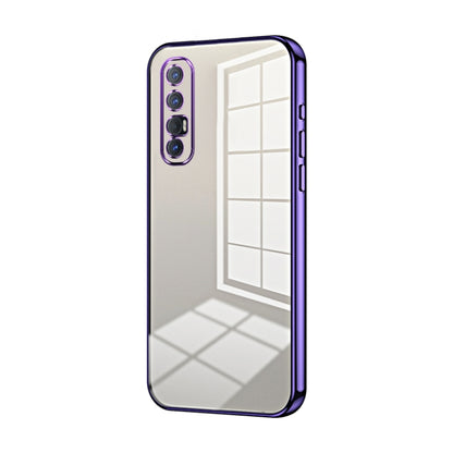 For OPPO Reno3 Pro Transparent Plating Fine Hole Phone Case(Purple) - OPPO Cases by buy2fix | Online Shopping UK | buy2fix