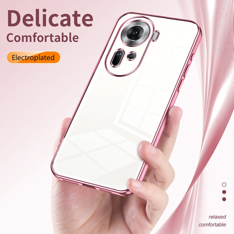 For OPPO Reno11 Global Transparent Plating Fine Hole Phone Case(Pink) - Reno11 Cases by buy2fix | Online Shopping UK | buy2fix