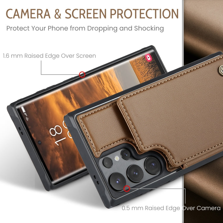 For Samsung Galaxy S24 Ultra 5G CaseMe C22 PC+TPU Business Style RFID Anti-theft Leather Phone Case(Brown) - Galaxy S24 Ultra 5G Cases by CaseMe | Online Shopping UK | buy2fix