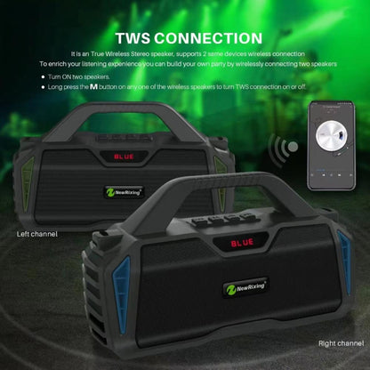 NewRixing NR6011 20W Portable Wireless Bluetooth Speaker TWS Subwoofer(Green) - Desktop Speaker by NewRixing | Online Shopping UK | buy2fix