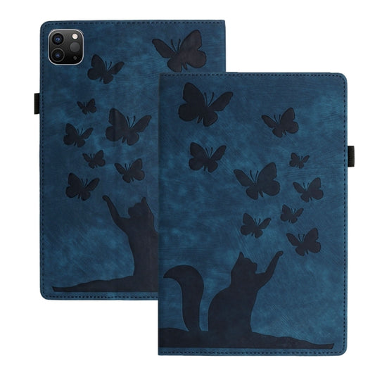 For iPad Pro 12.9 2022 / Air 13 2024 Butterfly Cat Embossing Leather Tablet Case(Dark Blue) - iPad Pro 12.9 (2022/2021) Cases by buy2fix | Online Shopping UK | buy2fix