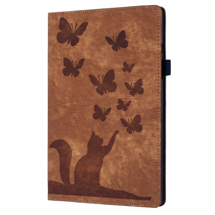 For iPad Air 11 2024 / Air 11 2025 Butterfly Cat Embossing Leather Tablet Case(Brown) - iPad Air 11 2025 / 2024 Cases by buy2fix | Online Shopping UK | buy2fix