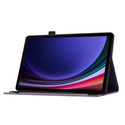 For Samsung Galaxy Tab S9 FE+ / S9+ / S8+ Butterfly Cat Embossing Leather Tablet Case(Purple) - Galaxy Tab S9+ Cases by buy2fix | Online Shopping UK | buy2fix