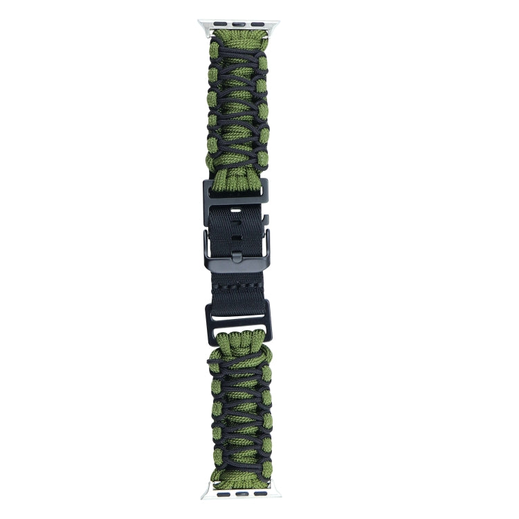 For Apple Watch Ultra 49mm Dual-layer Braided Paracord Buckle Watch Band(Army Green Black) - Watch Bands by buy2fix | Online Shopping UK | buy2fix