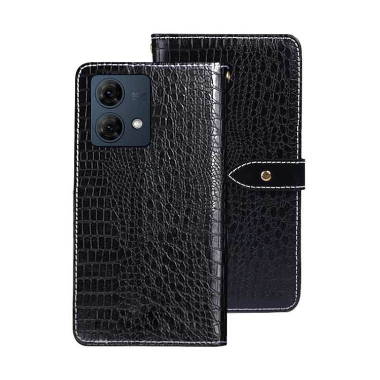 For Motorola Moto G84 5G idewei Crocodile Texture Leather Phone Case(Black) - Motorola Cases by idewei | Online Shopping UK | buy2fix