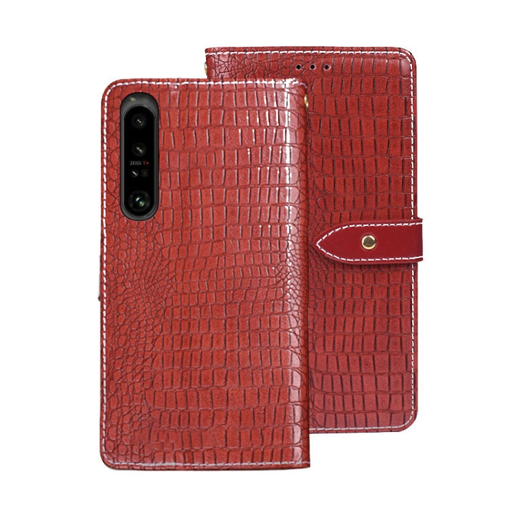 For Sony Xperia 1 V idewei Crocodile Texture Leather Phone Case(Red) - Sony Cases by idewei | Online Shopping UK | buy2fix