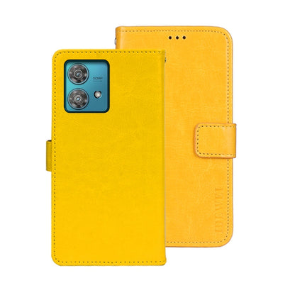 For Motorola Edge 40 Neo idewei Crazy Horse Texture Leather Phone Case(Yellow) - Motorola Cases by idewei | Online Shopping UK | buy2fix