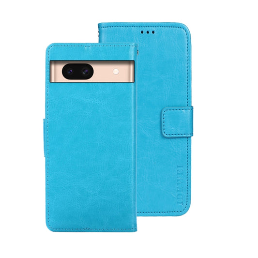 For Google Pixel 8a idewei Crazy Horse Texture Leather Phone Case(Sky Blue) - Google Cases by idewei | Online Shopping UK | buy2fix