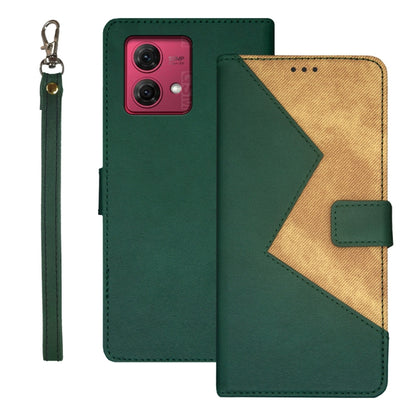 For Motorola Moto G84 5G idewei Two-color Splicing Leather Phone Case(Green) - Motorola Cases by idewei | Online Shopping UK | buy2fix