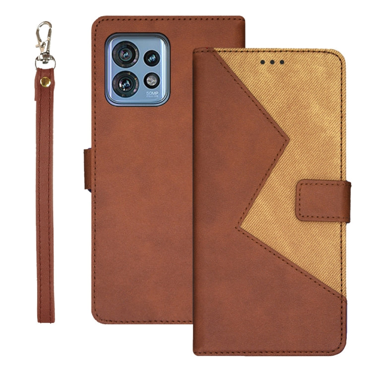 For Motorola Edge 40 Pro 5G idewei Two-color Splicing Leather Phone Case(Brown) - Motorola Cases by idewei | Online Shopping UK | buy2fix