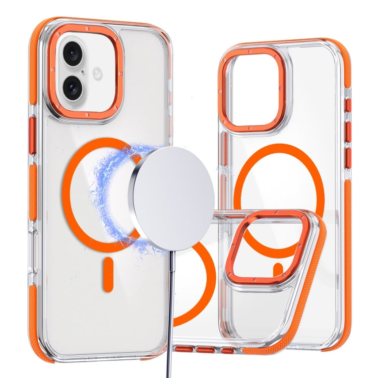 For iPhone 16 Plus Dual-Color Clear Acrylic Hybrid TPU MagSafe Phone Case(Orange) - iPhone 16 Plus Cases by buy2fix | Online Shopping UK | buy2fix