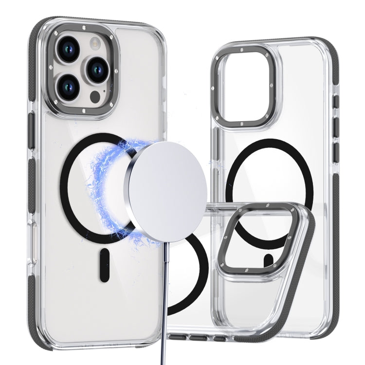 For iPhone 16 Pro Max Dual-Color Clear Acrylic Hybrid TPU MagSafe Phone Case(Black) - iPhone 16 Pro Max Cases by buy2fix | Online Shopping UK | buy2fix