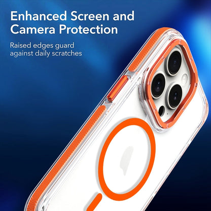 For iPhone 16 Plus Dual-Color Clear Acrylic Hybrid TPU MagSafe Phone Case(Orange) - iPhone 16 Plus Cases by buy2fix | Online Shopping UK | buy2fix