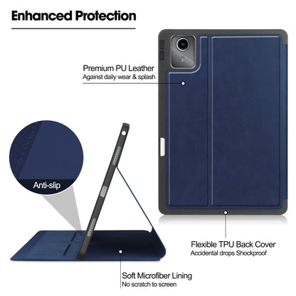 For Lenovo Tab M11/ Xiaoxin Pad 11 2024 Ultimate Pure Color Leather Smart Tablet Case(Dark Blue) - Lenovo by buy2fix | Online Shopping UK | buy2fix