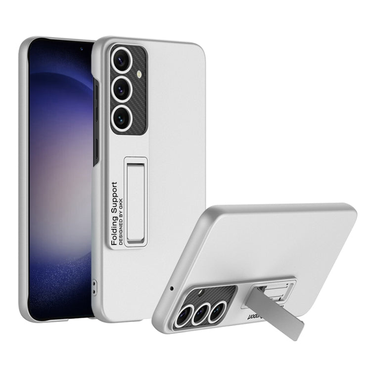 For Samsung Galaxy S24 5G GKK Ultra-thin Shockproof Phone Case with Holder(Silver) - Galaxy S24 5G Cases by GKK | Online Shopping UK | buy2fix