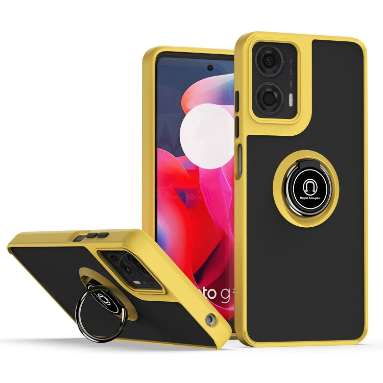 For Motorola Moto G24 / G04 Q Shadow 1 Series TPU + PC Phone Case with Ring(Yellow) - Motorola Cases by buy2fix | Online Shopping UK | buy2fix