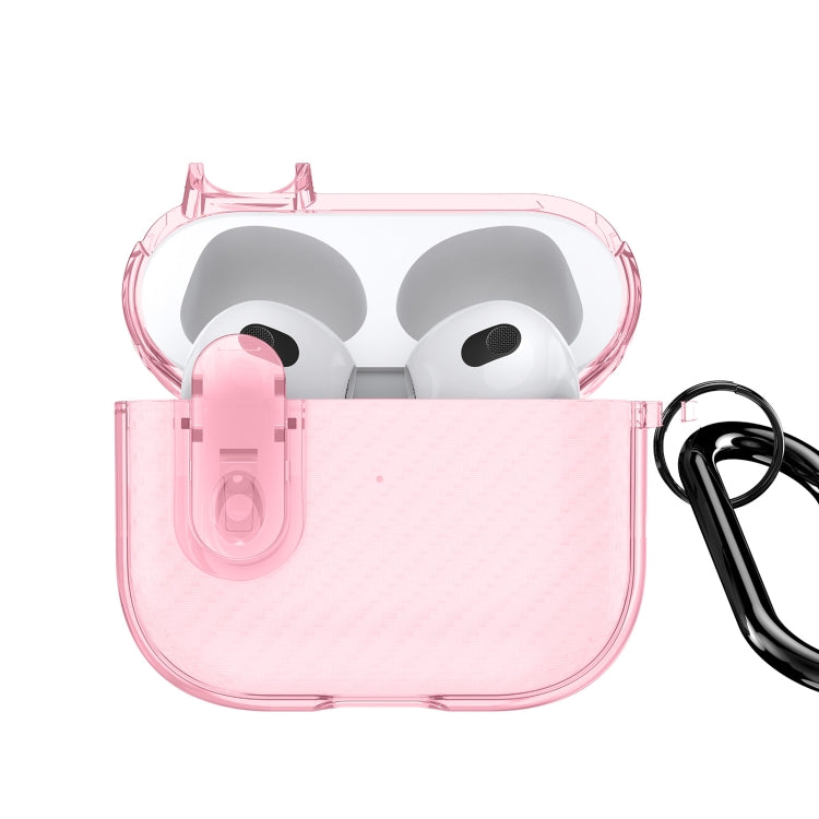 For AirPods 3 DUX DUCIS PECK Series Split Transparent Carbon Fiber Earphone Case(Pink) - For AirPods 3 by DUX DUCIS | Online Shopping UK | buy2fix