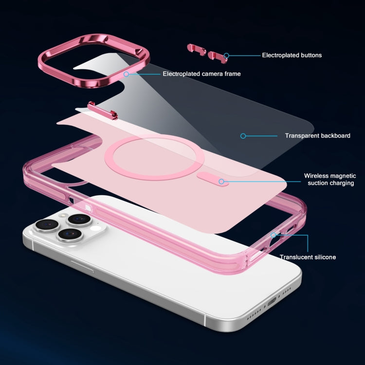 For iPhone 11 Electroplated IMD Magsafe PC Hybrid TPU Phone Case(Pink) - iPhone 11 Cases by buy2fix | Online Shopping UK | buy2fix