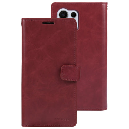 For Samsung Galaxy S24 Ultra 5G GOOSPERY MANSOOR DIARY 9 Card Slots Leather Phone Case(Wine Red) - Galaxy S24 Ultra 5G Cases by GOOSPERY | Online Shopping UK | buy2fix