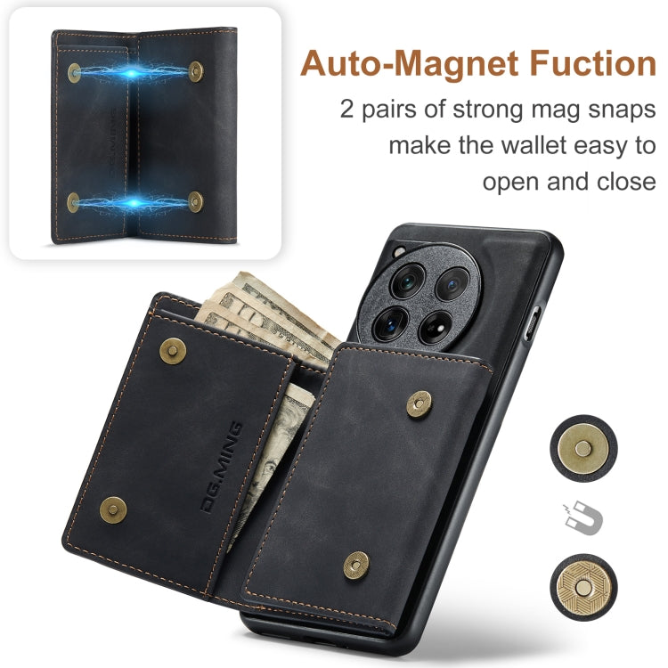 For OnePlus 12 DG.MING M1 Series 3-Fold Multi Card Wallet + Magnetic Phone Case(Black) - OnePlus Cases by DG.MING | Online Shopping UK | buy2fix