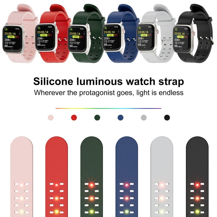 For Apple Watch Series 9 45mm Luminous Colorful Light Silicone Watch Band(Pink) - Watch Bands by buy2fix | Online Shopping UK | buy2fix