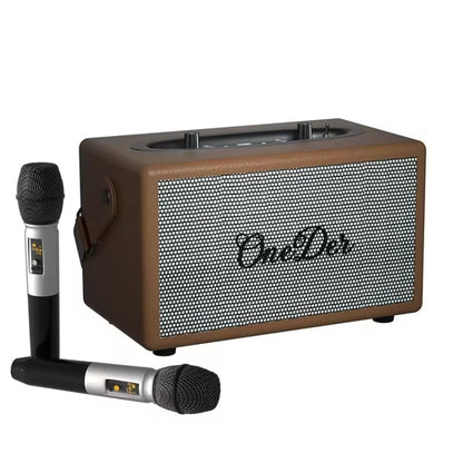 Oneder D7 Bluetooth Speaker Outdoor Karaoke Wireless Speakers With Two Mic(Brown) - Desktop Speaker by OneDer | Online Shopping UK | buy2fix