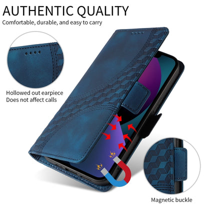 For iPhone 16 Embossed Rhombus Starry Leather Phone Case(Blue) - More iPhone Cases by buy2fix | Online Shopping UK | buy2fix