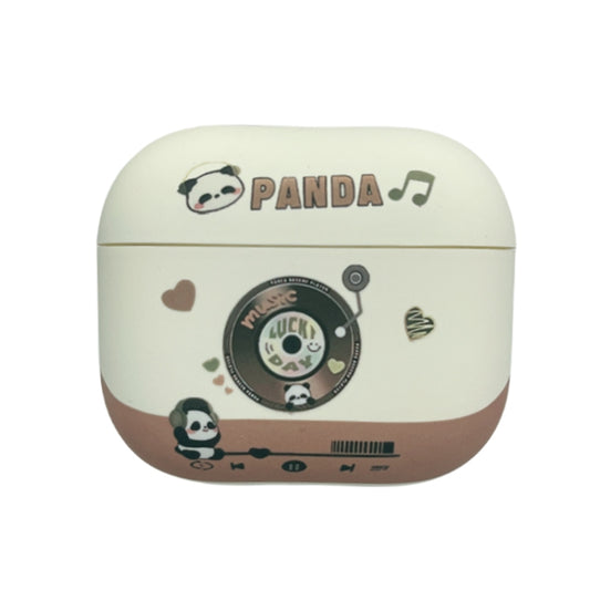 For AirPods 3 Panda Records Pattern Earbuds Box Frosted TPU Case(White) - For AirPods 3 by buy2fix | Online Shopping UK | buy2fix