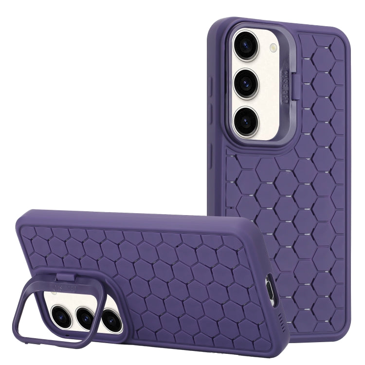 For Samsung Galaxy S23 5G Honeycomb Radiating Lens Holder Magsafe Phone Case(Purple) - Galaxy S23 5G Cases by buy2fix | Online Shopping UK | buy2fix