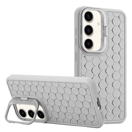 For Samsung Galaxy S23 FE 5G Honeycomb Radiating Lens Holder Magsafe Phone Case(Grey) - Galaxy S23 FE 5G Cases by buy2fix | Online Shopping UK | buy2fix