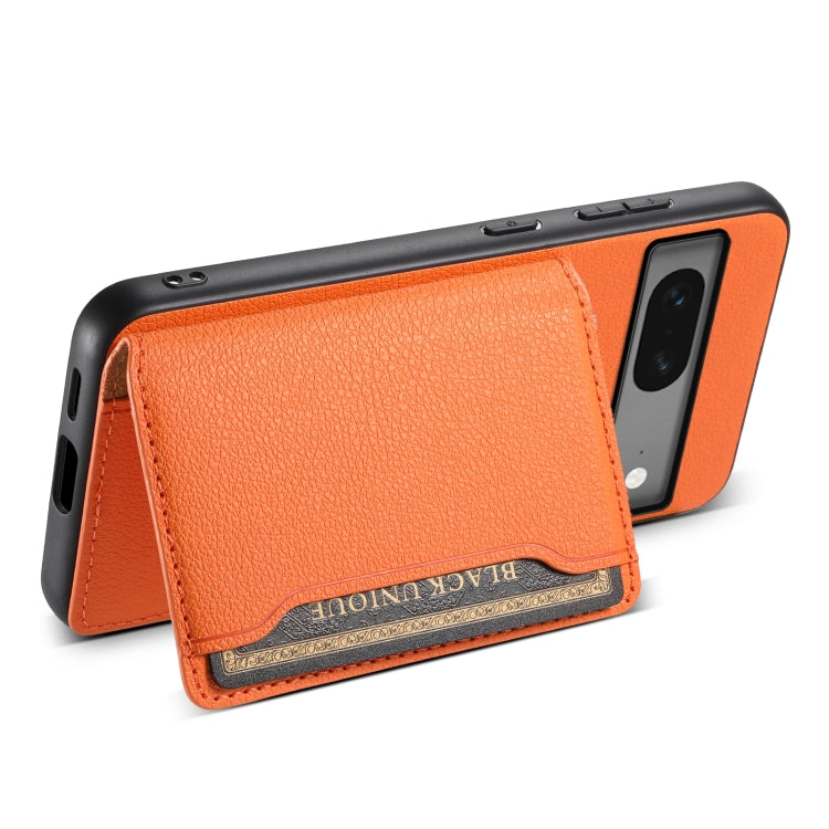 For Google Pixel 7 5G Calf Texture Card Bag Design Full Coverage Phone Case(Orange) - Google Cases by buy2fix | Online Shopping UK | buy2fix