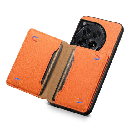 For OnePlus 12 Calf Texture Card Bag Design Full Coverage Phone Case(Orange) - OnePlus Cases by buy2fix | Online Shopping UK | buy2fix